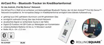 Reichelt Aircard pro - bluetooth-tracker im kreditkartenformat Angebot