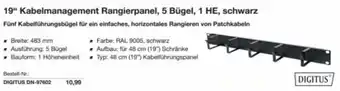 Reichelt 19" kabelmanagement rangierpanel, 5 bügel, 1 he, schwarz Angebot