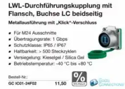 Reichelt Lwl-durchführungskupplung mit flansch, buchse lc beidseitig Angebot