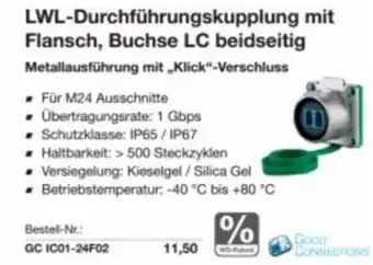 Reichelt Lwl-durchführungskupplung mit flansch, buchse lc beidseitig Angebot