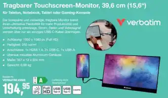 Reichelt Tragbarer touchscreen-monitor, 39,6 cm (15,6") Angebot