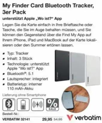 Reichelt My finder card bluetooth tracker, 3er pack Angebot