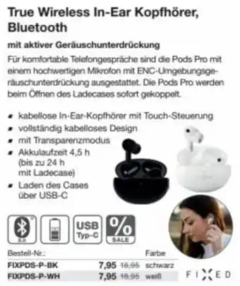 Reichelt True wireless in-ear kopfhörer, bluetooth Angebot