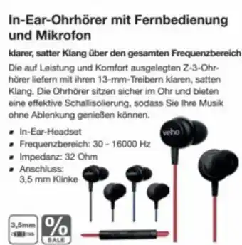 Reichelt In-ear-ohrhörer mit fernbedienung und mikrofon Angebot