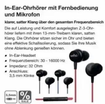 Reichelt In-ear-ohrhörer mit fernbedienung und mikrofon Angebot