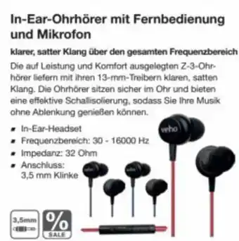 Reichelt In-ear-ohrhörer mit fernbedienung und mikrofon Angebot