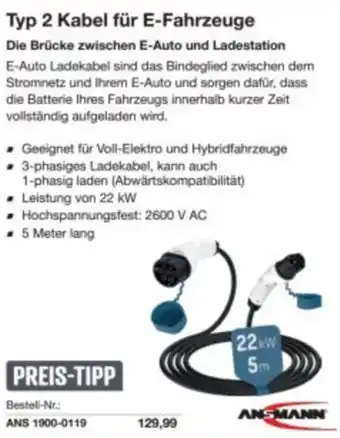 Reichelt Typ 2 kabel für e-fahrzeuge Angebot