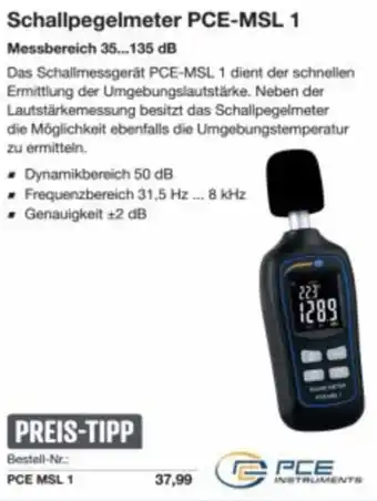 Reichelt Schallpegelmeter pce-msl 1 Angebot