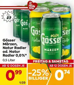 Billa Gösser Märzen, Natur Radler od. Natur Angebot