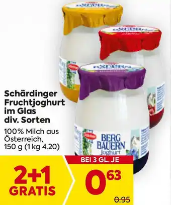 Billa Schärdinger Fruchtjoghurt im Glas div. Sorten Angebot