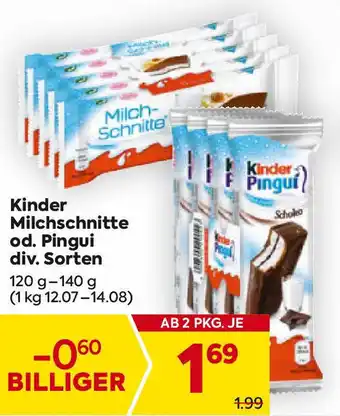 Billa Kinder Milchschnitte od. Pingui div. Sorten Angebot