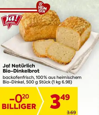 Billa Ja! Natürlich Bio Dinkelbrot Angebot
