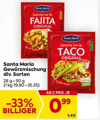 Billa Santa Maria Gewürzmischung div. Sorten Angebot