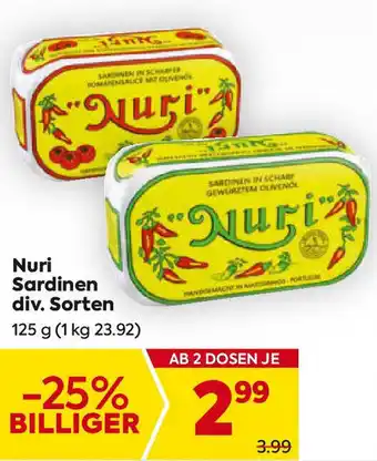 Billa Nuri Sardinen div. Sorten Angebot