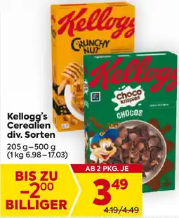 Billa Kellogg's Cerealien div. Sorten Angebot