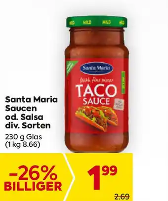 Billa Santa Maria Saucen od. Salsa div. Sorten Angebot
