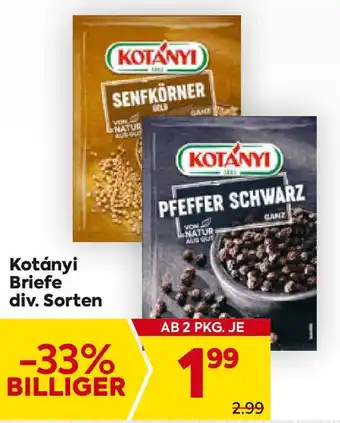 Billa Kotányi Briefe div. Sorten Angebot