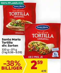 Billa Santa Maria Tortilla div. Sorten Angebot
