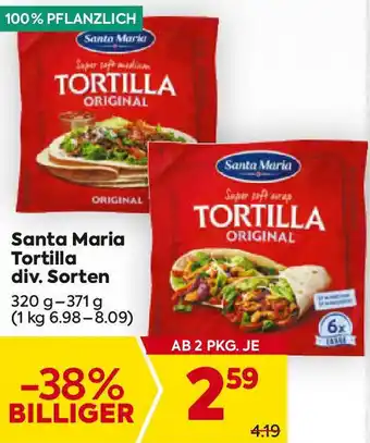 Billa Santa Maria Tortilla div. Sorten Angebot