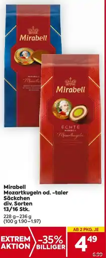 Billa Mirabell Mozartkugeln od. taler Säckchen div. Sorten Angebot