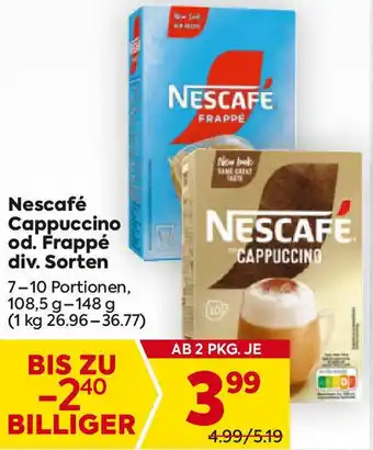Billa Nescafé Cappuccino od. Frappé div. Sorten Angebot