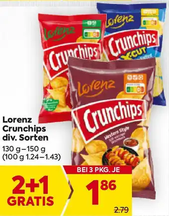 Billa Lorenz Crunchips div. Sorten Angebot
