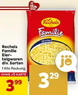 Billa Recheis Familie Eierteigwaren div. Sorten Angebot