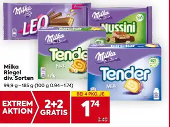 Billa Milka Riegel div. Sorten Angebot