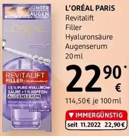 dm L'oréal Paris Revitalift Filler Hyaluronsäure Augenserum Angebot