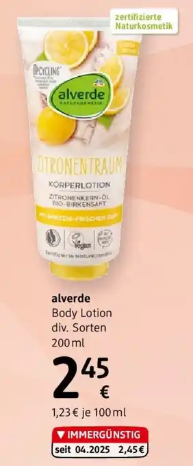 dm Alverde Body Lotion Angebot