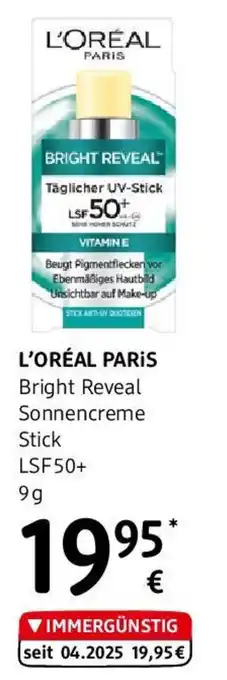 dm L'oréal Paris Bright Reveal Sonnencreme Stick LSF50 Angebot