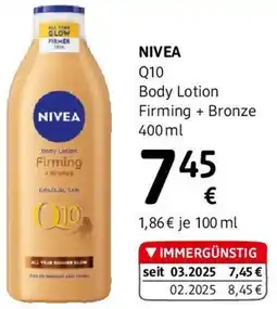 dm Nivea Q10 Body Lotion Firming + Bronze Angebot