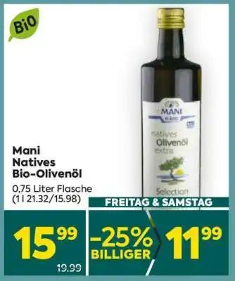 Billa Mani Natives Bio-Olivenöl Angebot