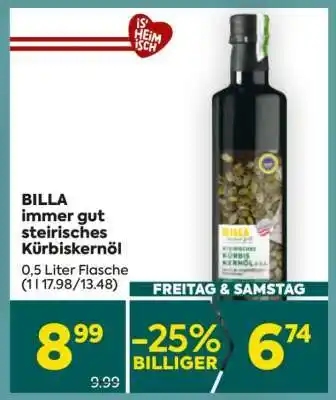 Billa BILLA immer gut steirisches Kürbiskernöl Angebot