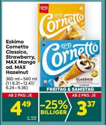 Billa Eskimo Cornetto Classico, Strawberry, Max Mango od. Max Hazelnut Angebot