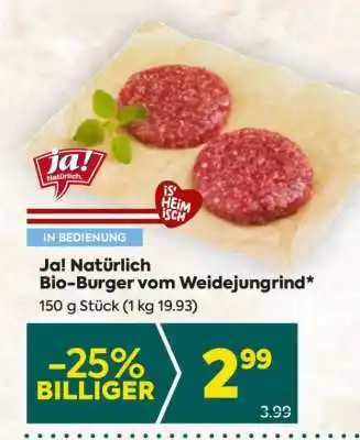 Billa Ja! Natürlich Bio-Burger vom Weidejungrind Angebot