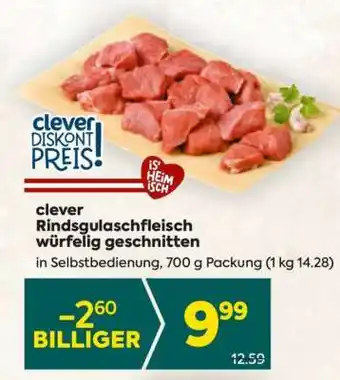 Billa clever Rindsgulaschfleisch würfelig geschnitten Angebot
