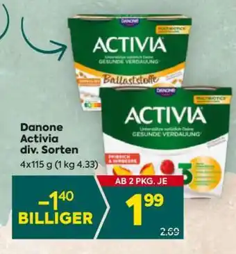 Billa Danone Activia div. Sorten Angebot