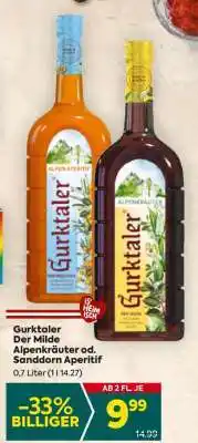 Billa Gurktaler Der Milde Alpenkräuter od. Sanddorn Aperitif Angebot