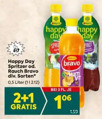 Billa Happy Day Spritzer od. Rauch Bravo div. Sorten Angebot