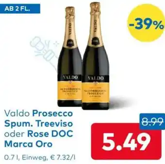 T&G Valdo Prosecco Spum. Treeviso oder Rose DOC Marca Oro Angebot