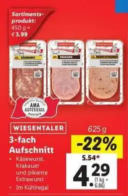Lidl WIESENTALER 3-fach Aufschnitt Angebot