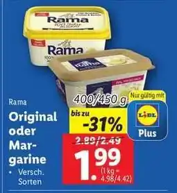 Lidl Rama Original oder Margarine Angebot