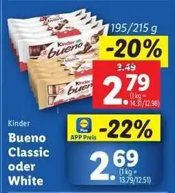 Lidl Kinder Bueno Classic oder White Angebot