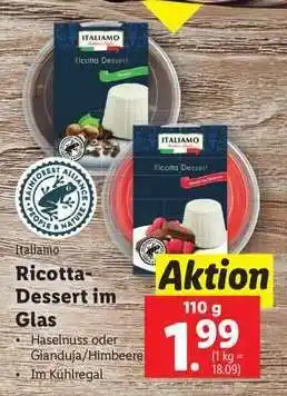 Lidl Ricotta-Dessert im Glas Angebot