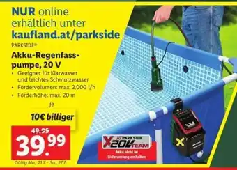 Lidl Akku-Regenfasspumpe, 20 V Angebot