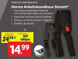 Lidl PARKSIDE PERFORMANCE Herren Arbeitsbundhose Stretch Angebot