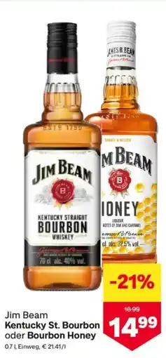 MPreis Jim beam kentucky st. bourbon oder bourbon honey Angebot