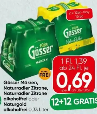 Eurospar Gösser märzen, naturradler zitrone, naturradler zitrone oder cero alkoholfrei 6+6 gratis alkoholfrei oder Angebot
