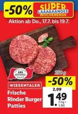Lidl WIESENTALER Frische Rinder Burger Patties Angebot